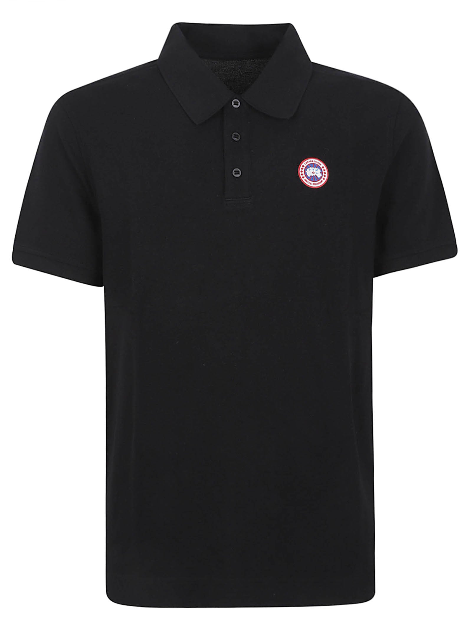 Black Polo Shirt with Ribbed Collar and Iconic Logo Patch