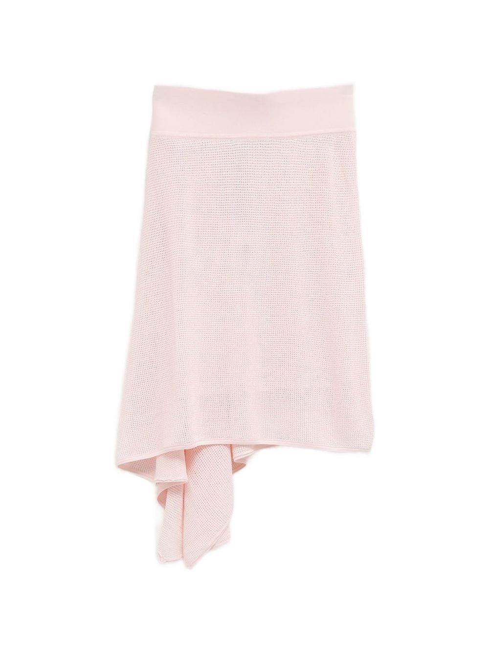 Pink Textured Knit Asymmetrical Mini Skirt