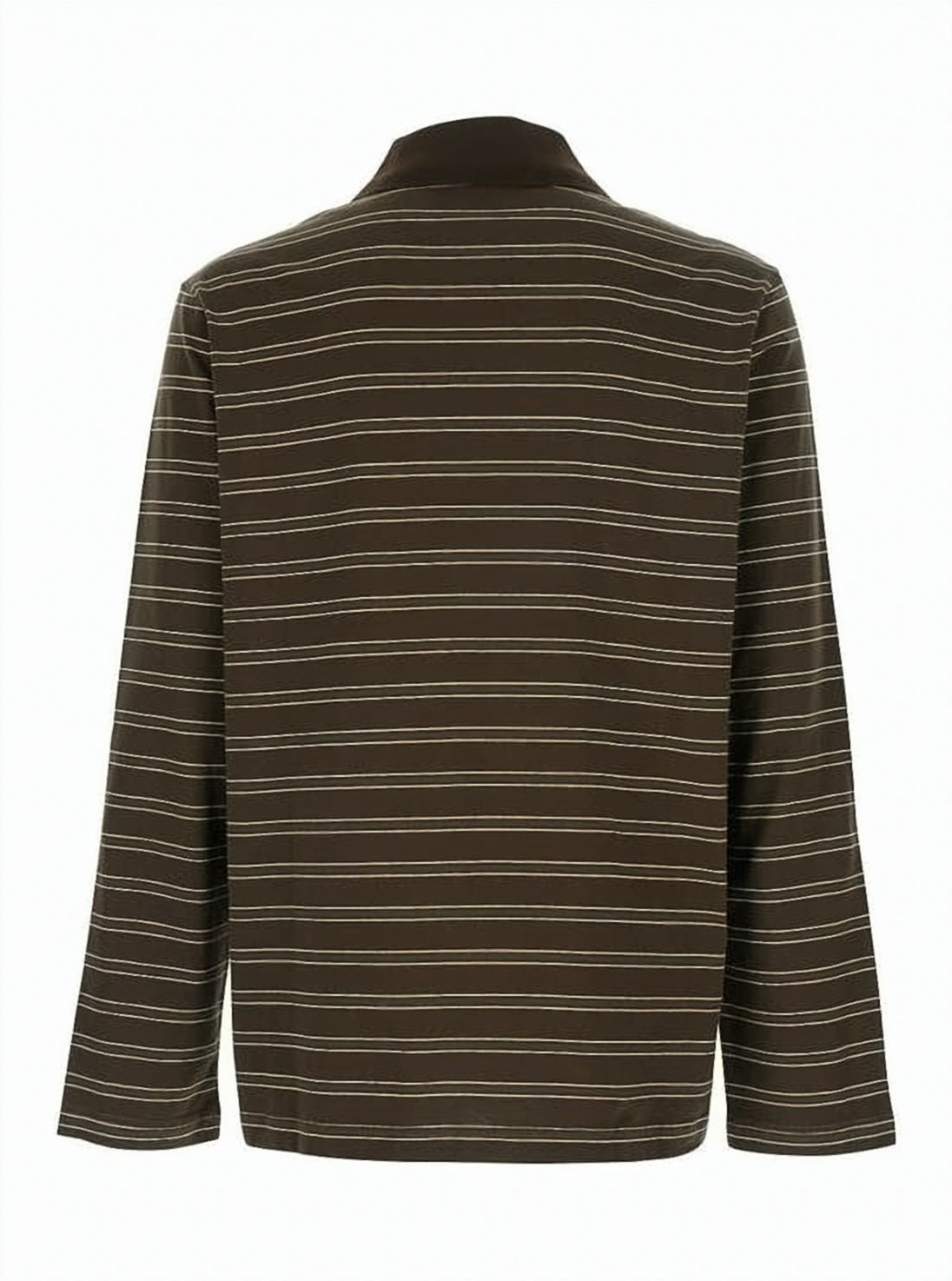 Brown Striped Long-Sleeve Polo Shirt