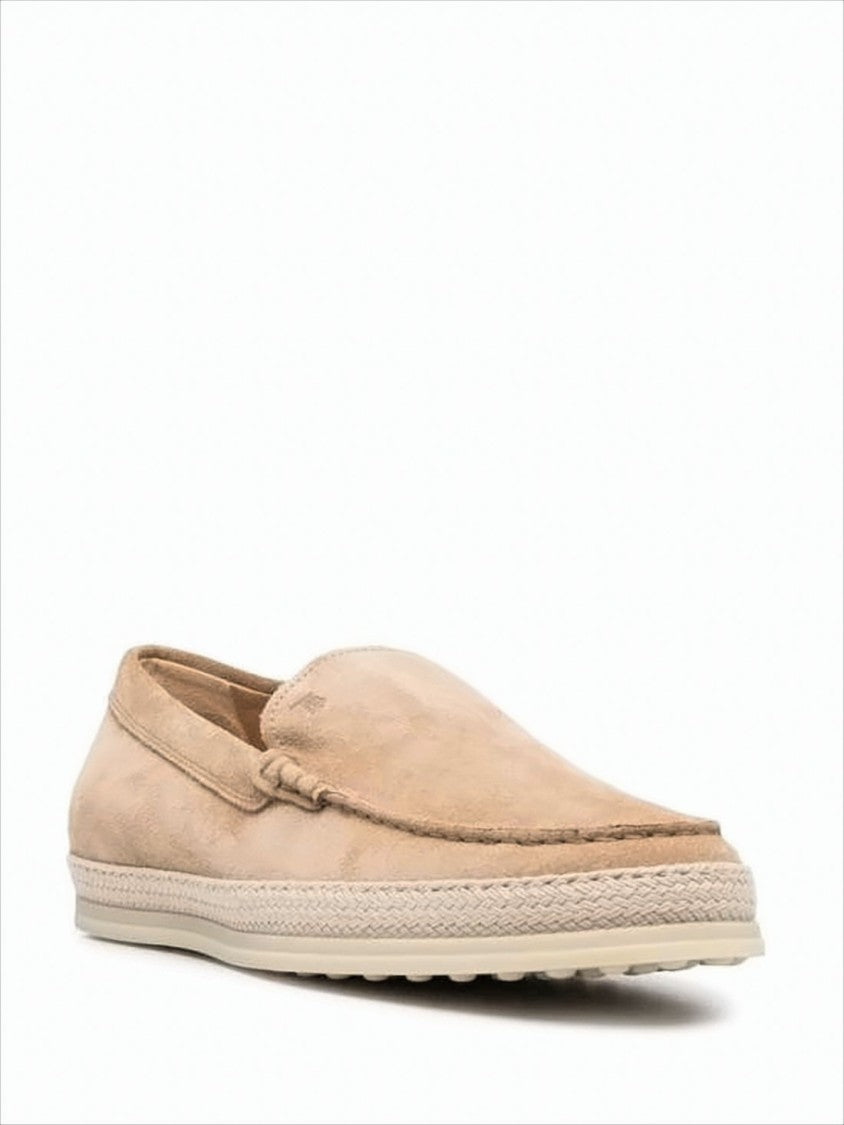 Brown Suede Loafer with Textured Rubber Sole