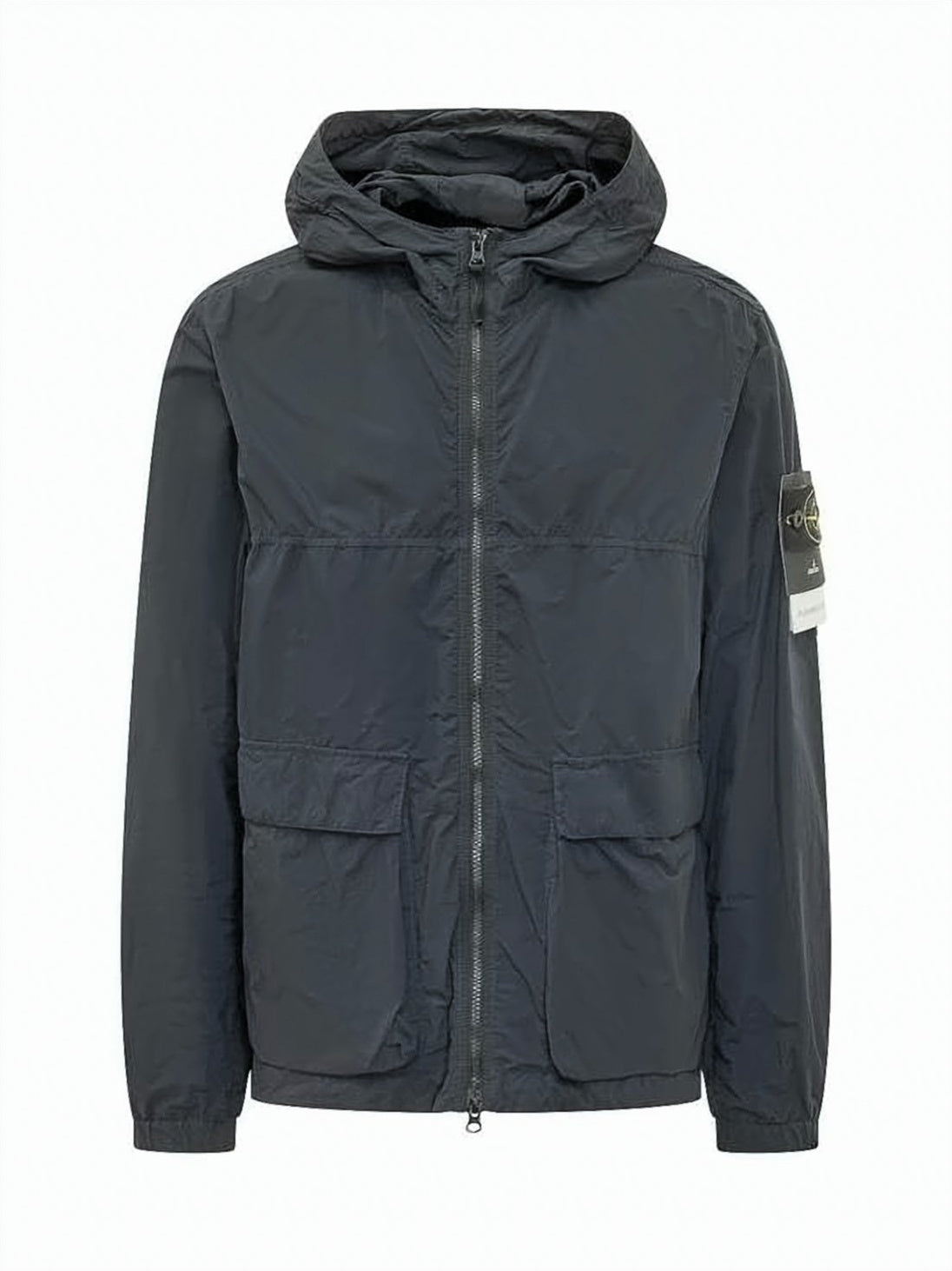 Minimalist Black Polyamide Jacket With Hood