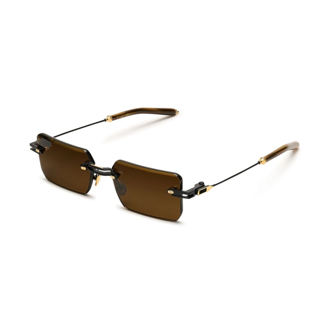 Evija Rimless Rectangular Sunglasses with Acetate Temple Tips