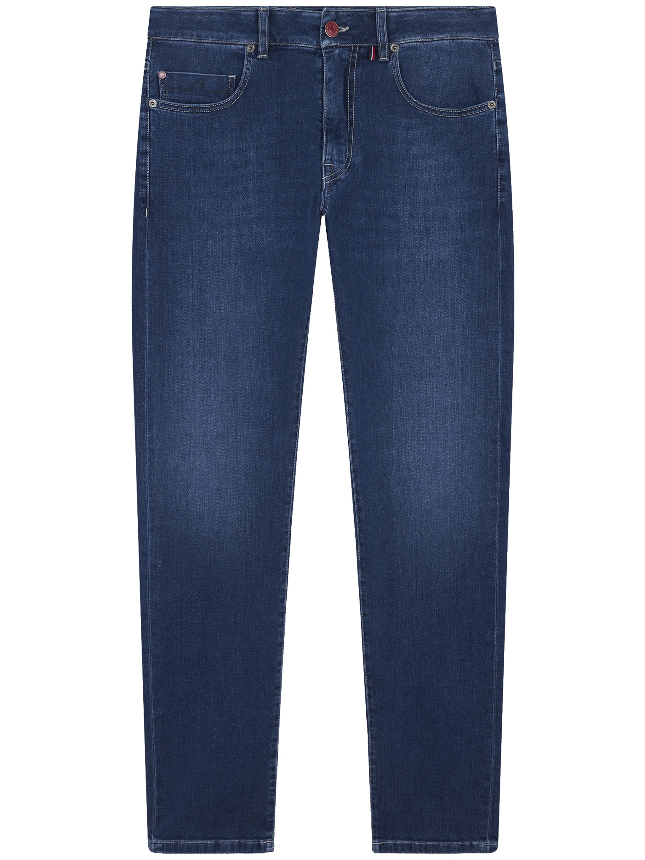 Medium Dark Blue Red Rivet Jeans
