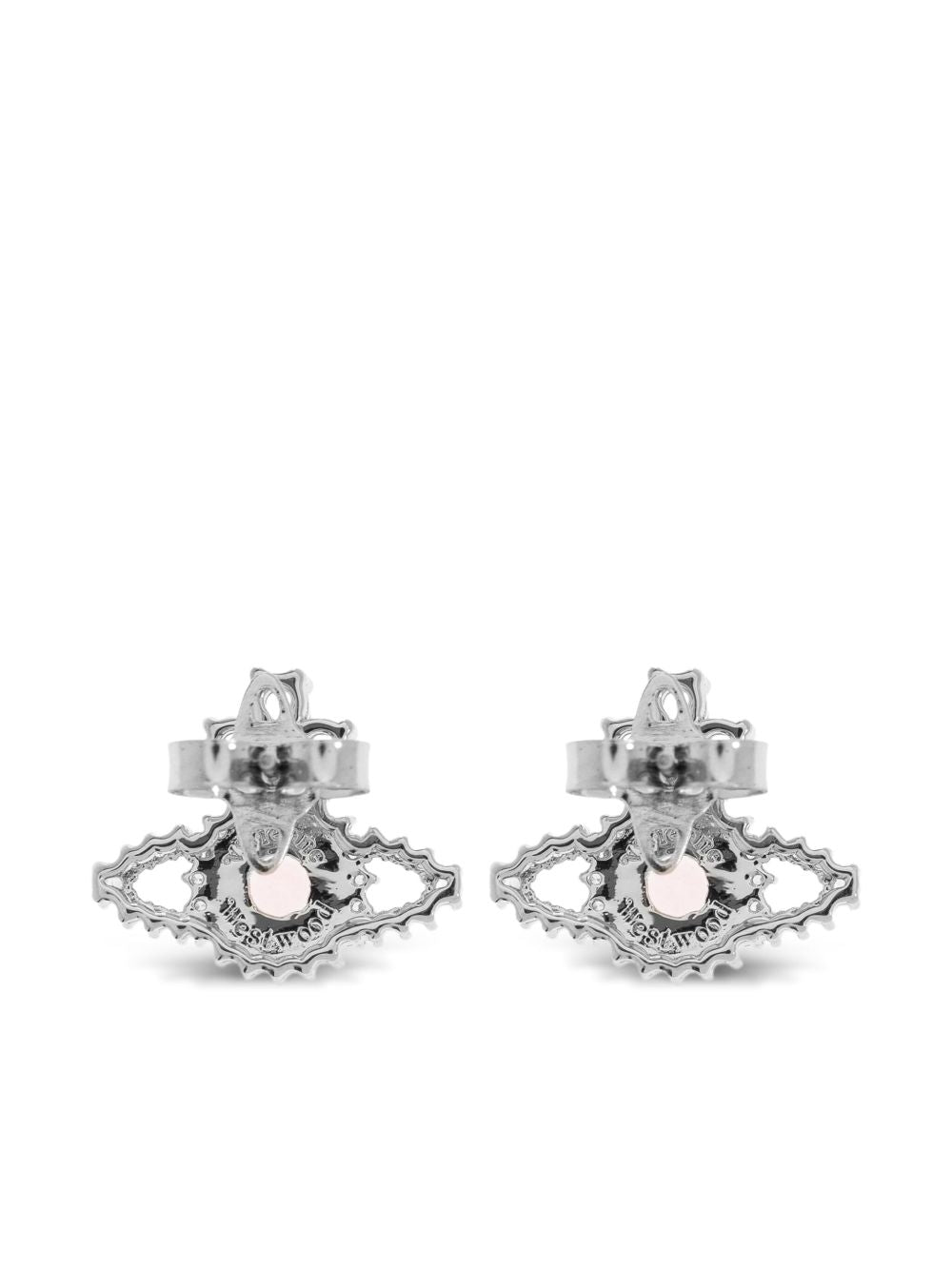 Orb-Shaped Silver-Tone Crystal Stud Earrings