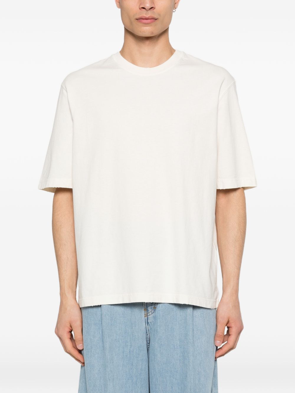 Silk and Nylon Straight Hem T-Shirt
