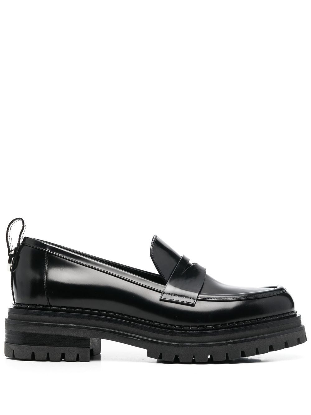 Jet Black Leather Slip-On Flats