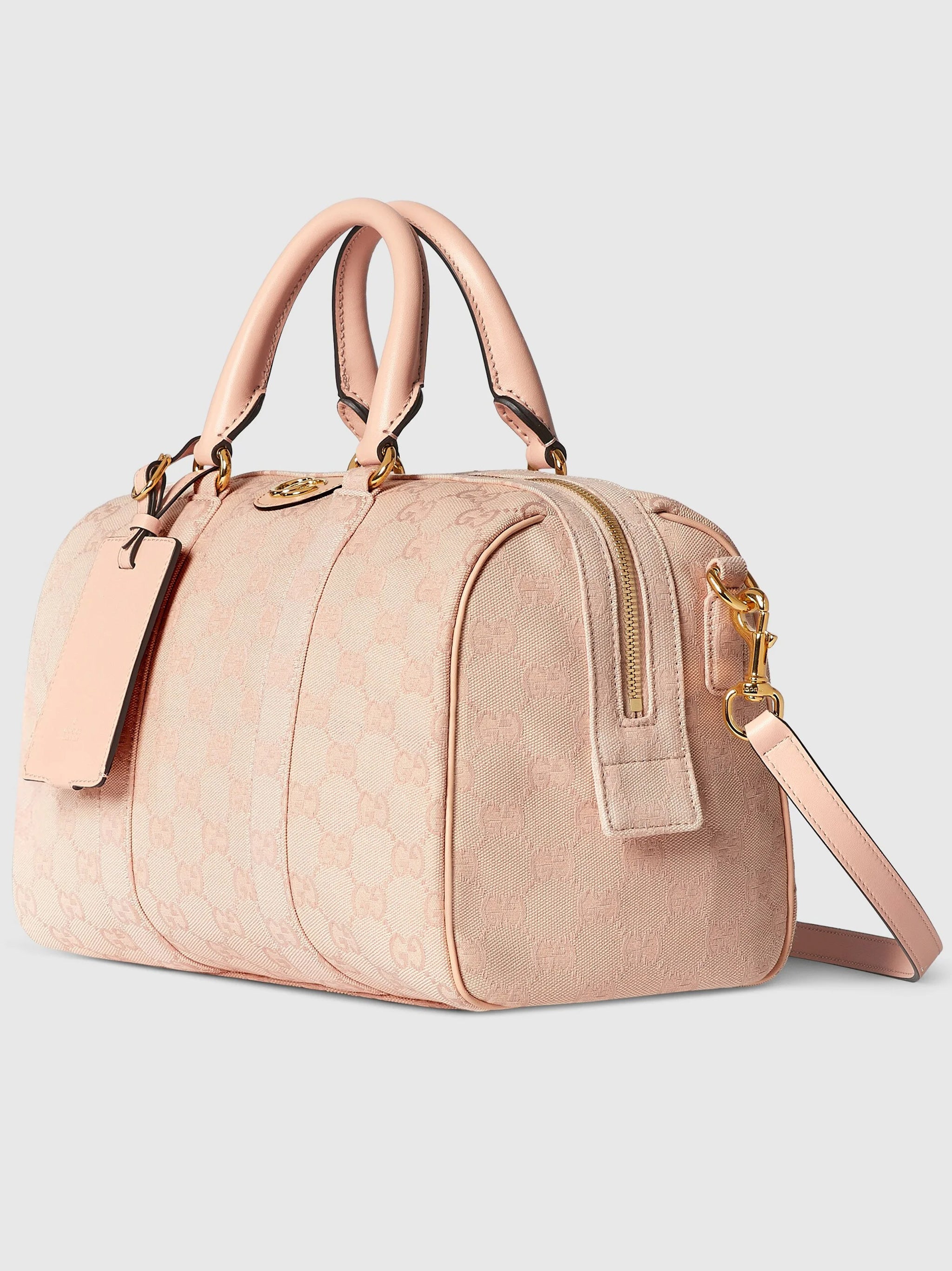 Pink Ophidia Structured Monogram Canvas Handbag