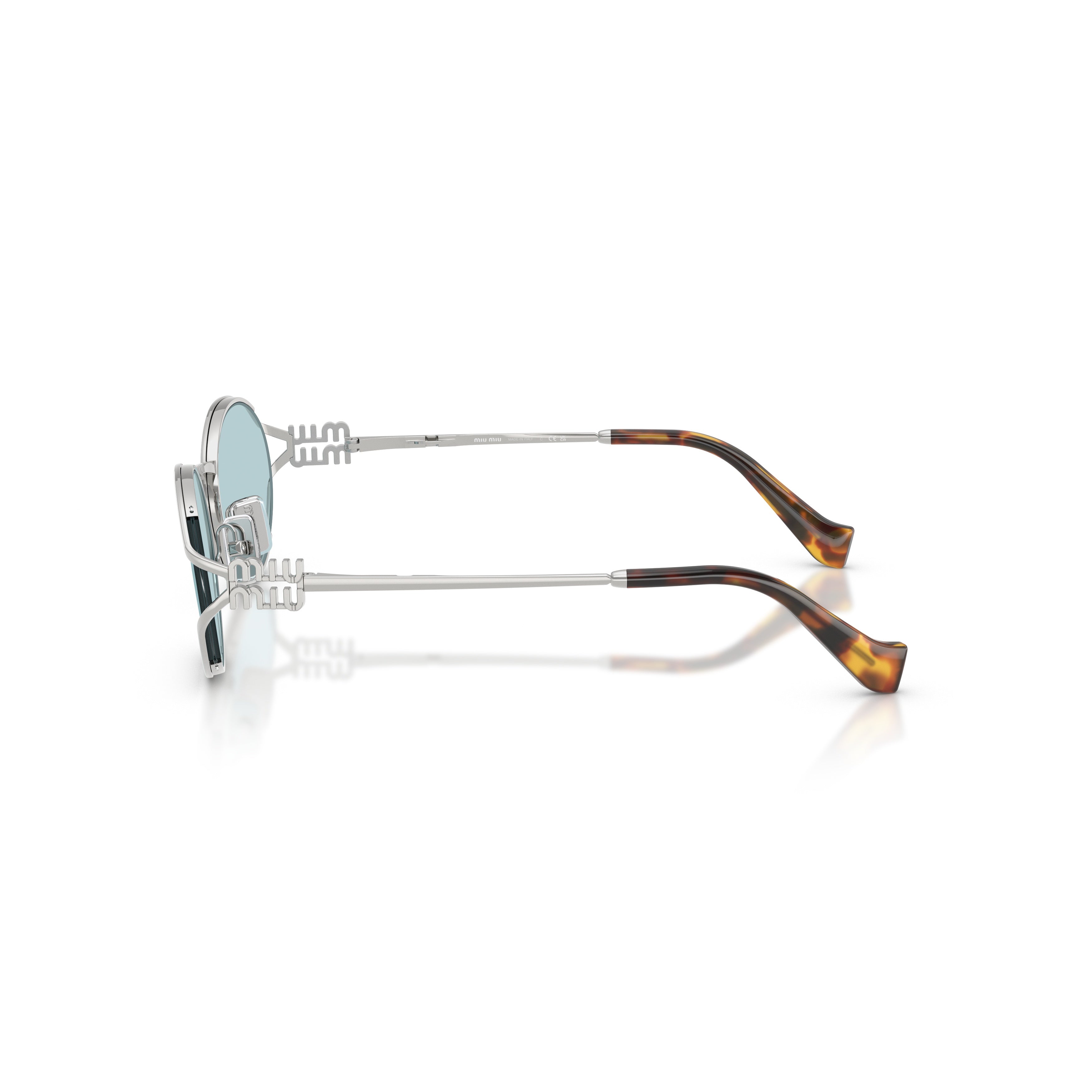 0mu 52ys Oval Blue-Tinted Sunglasses