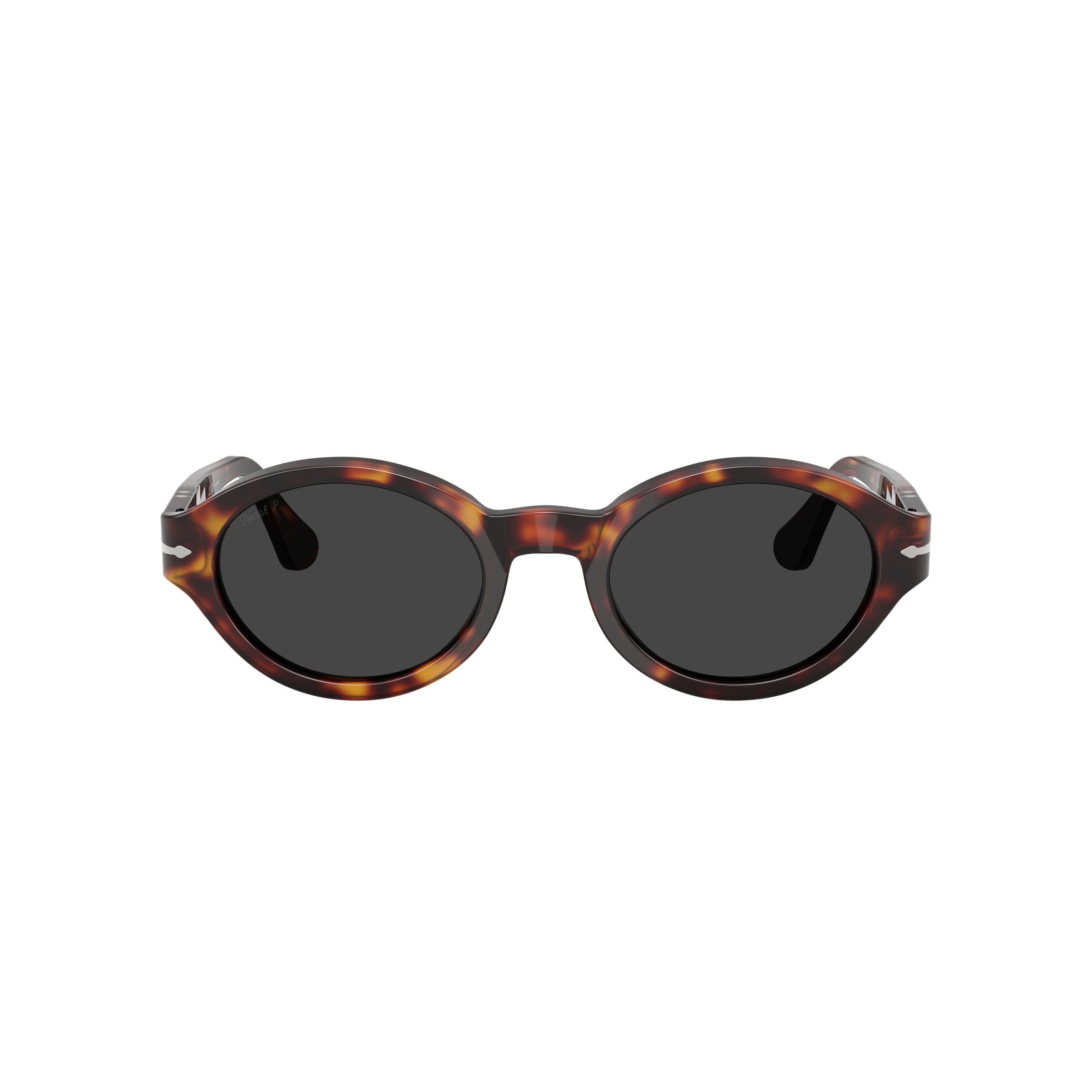 0po3378s Tortoiseshell Oval Frame Sunglasses with Metallic Detail