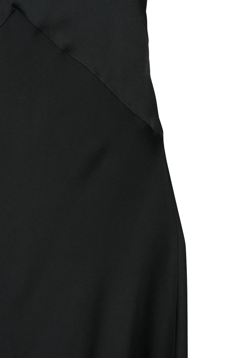 Mina Long Satin Dress - Black