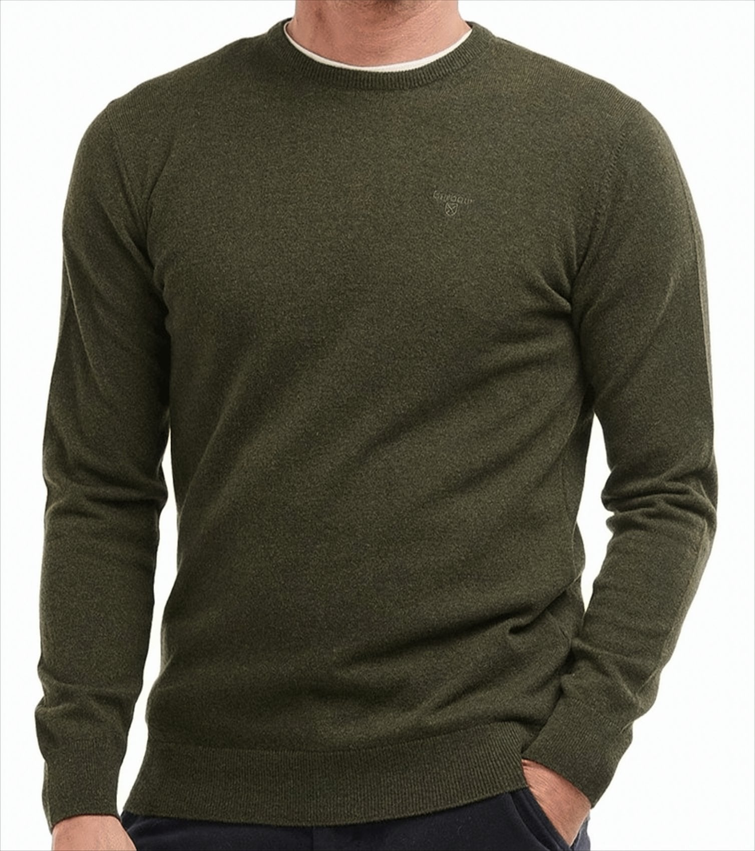 Classic Fit Lambswool Sweater with Embroidered Detail