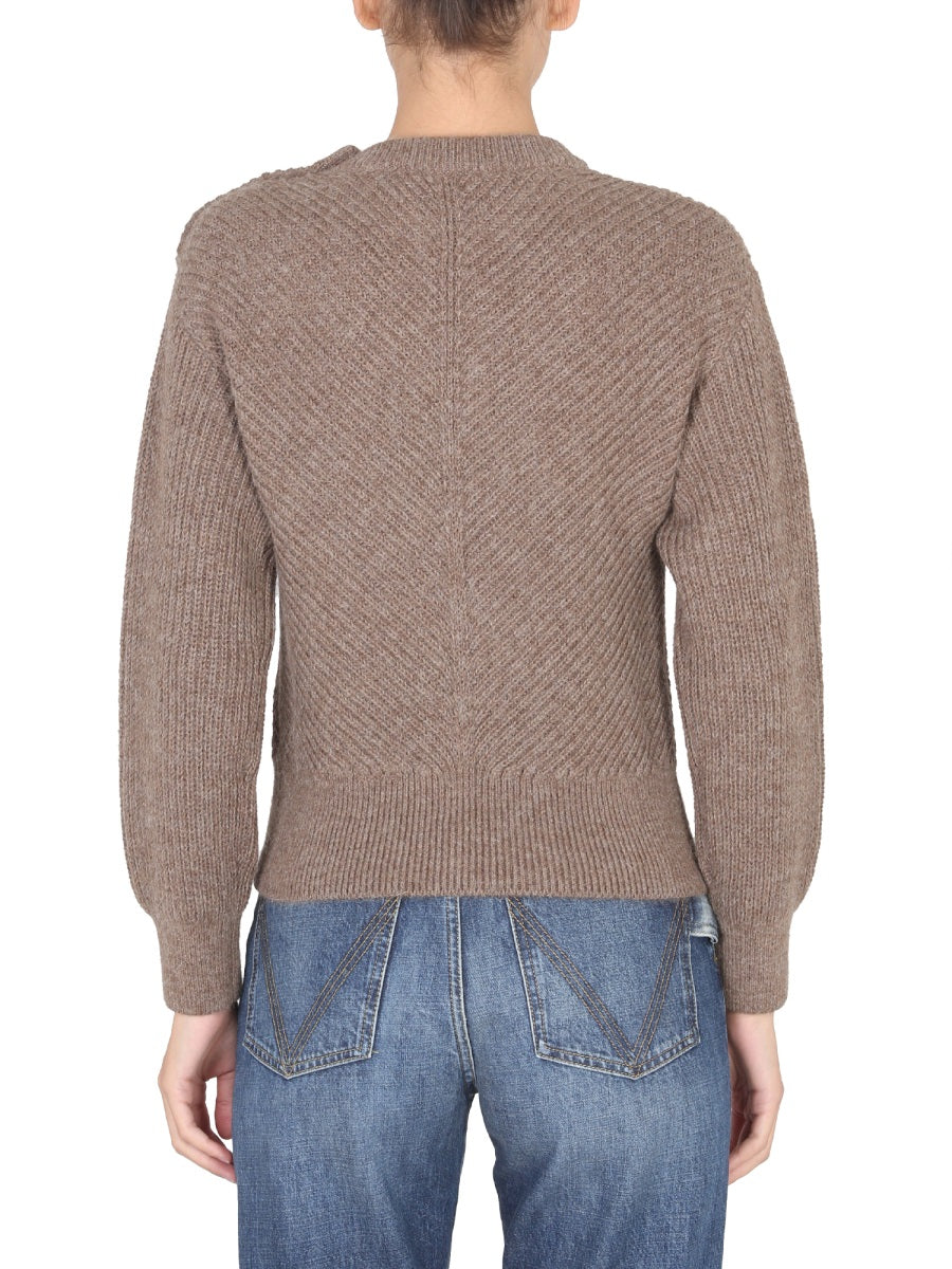 Alpaca Knit Sweater with Chevron Pattern
