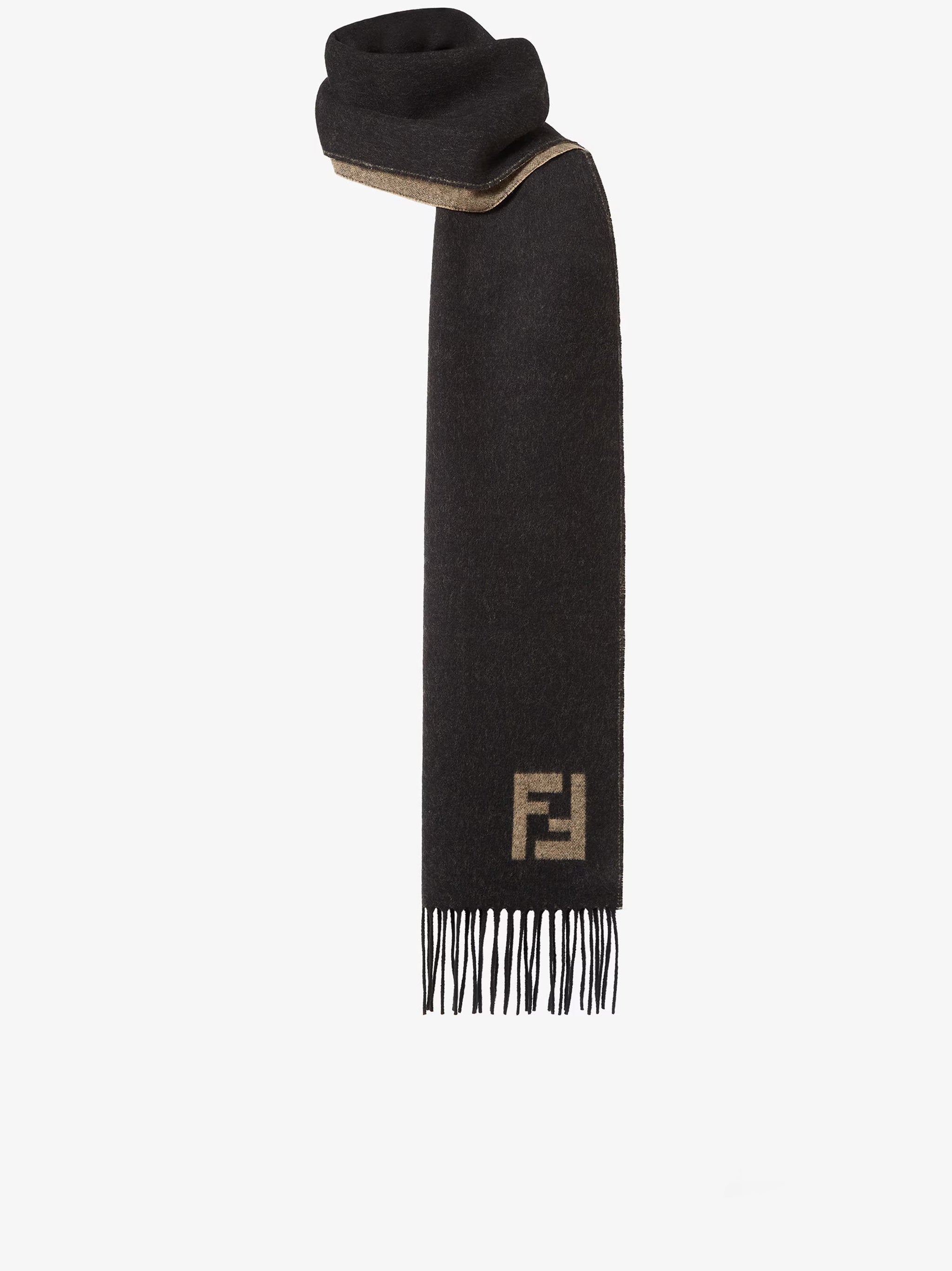 FF Reversible Fringed Brown Tones Scarf