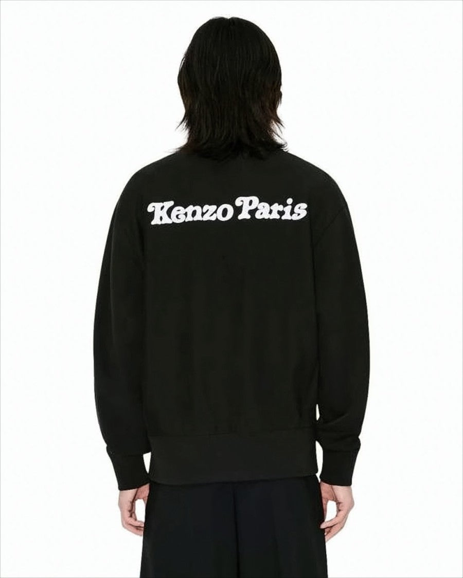 Long-Sleeve Black Cotton T-Shirt with Playful Graphic