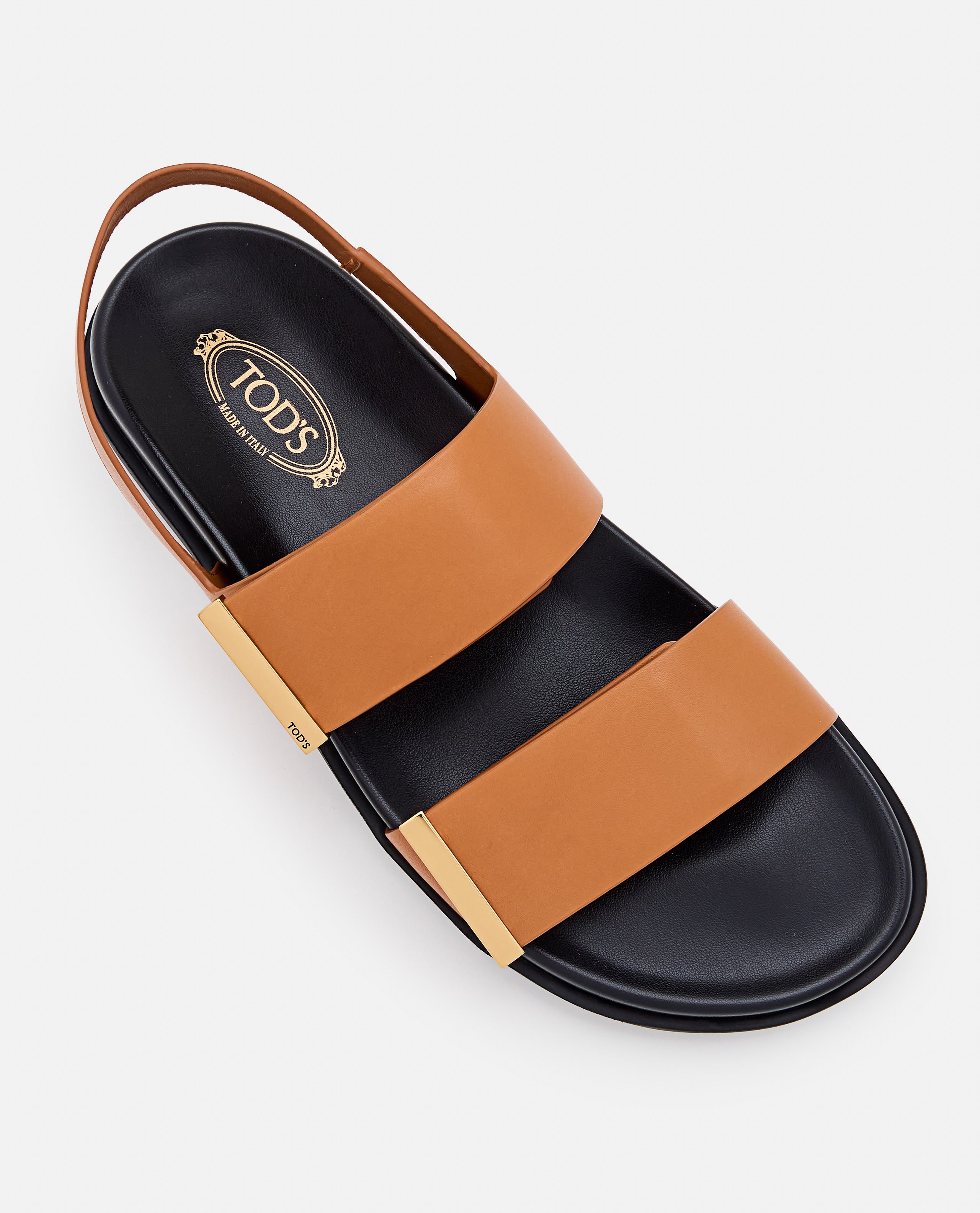 Brown Calfskin Logo Sandals