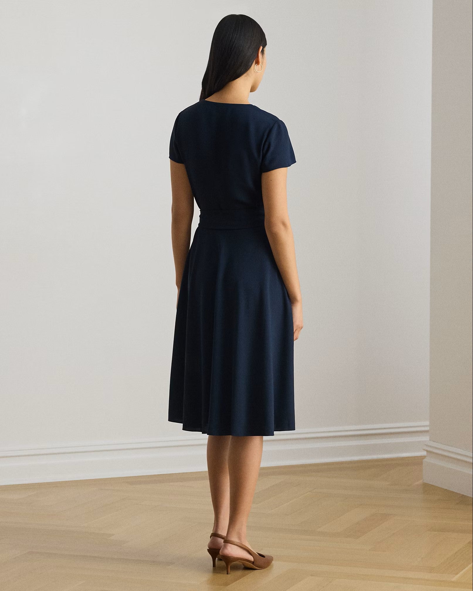 Navy Blue Woven Recycled Wrap Dress