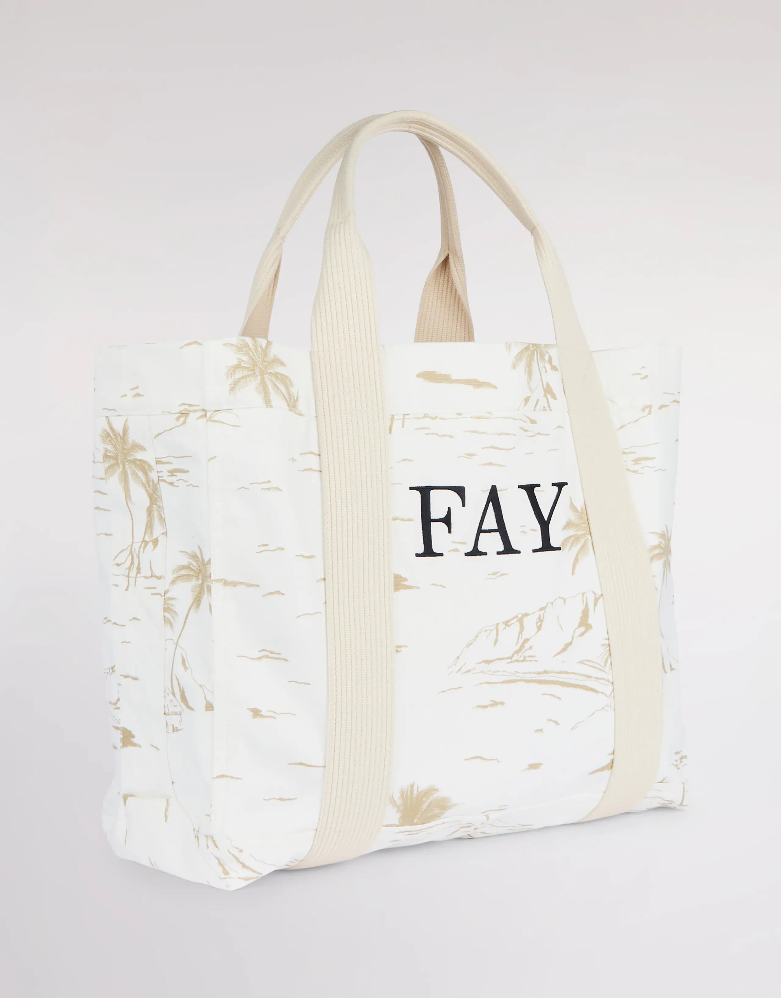 Tropical Print Cotton Blend Tote Bag