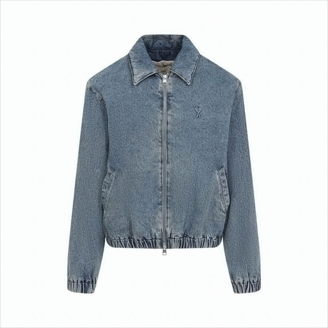 Classic Blue Denim Jacket with Embroidered Logo