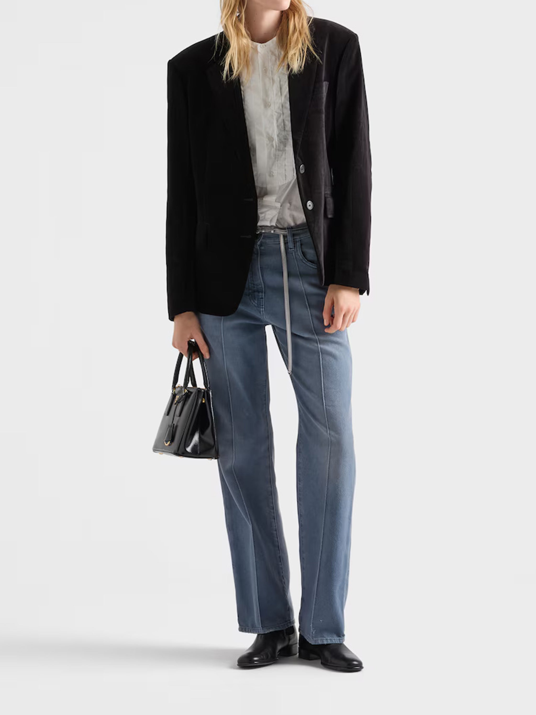 Black Velvet Notched Lapel Blazer