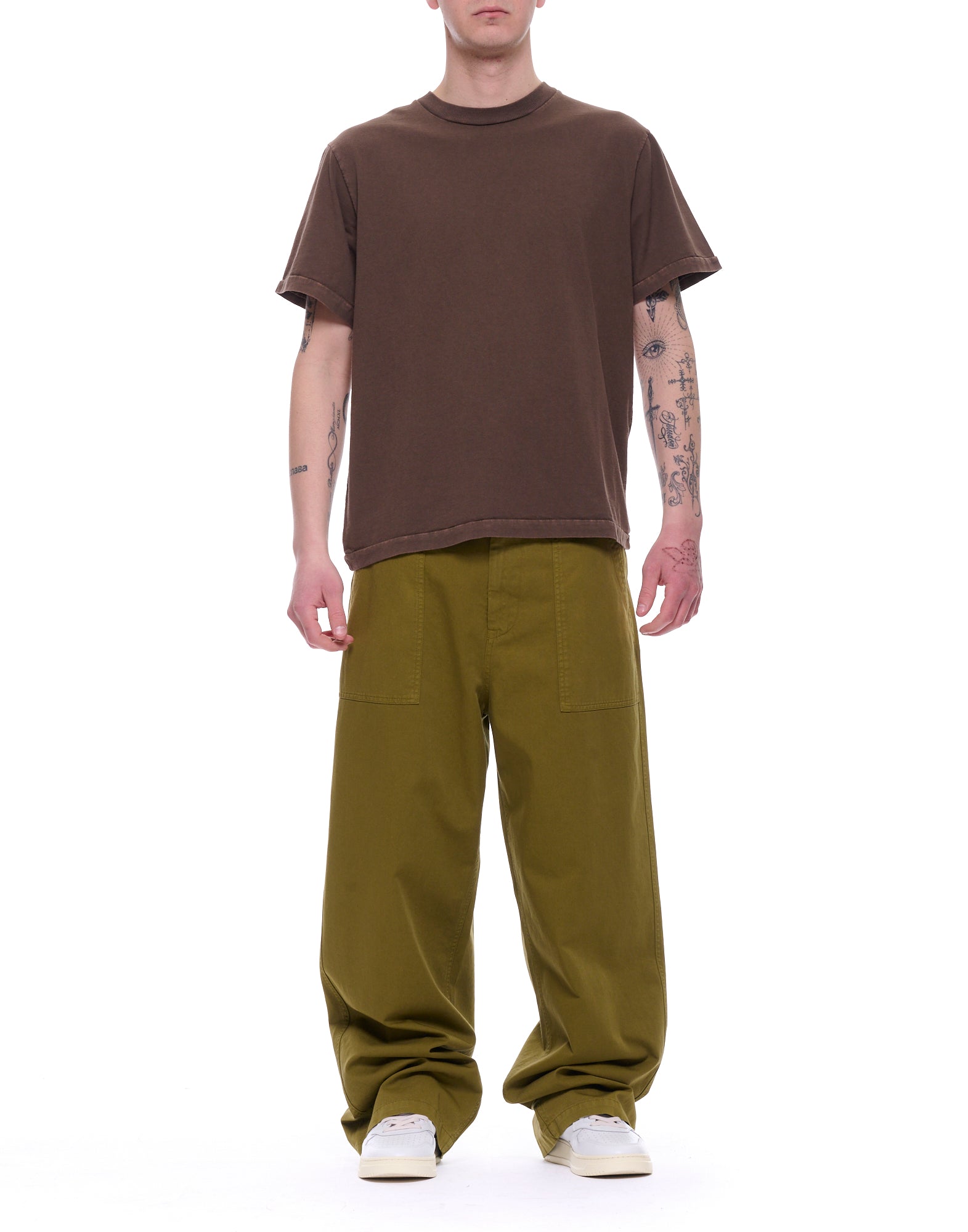 Olive Green Sasha Oversized Cotton Trousers
