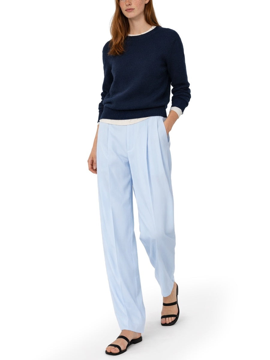 Silk Blend Tailored Pants With Front Pleats