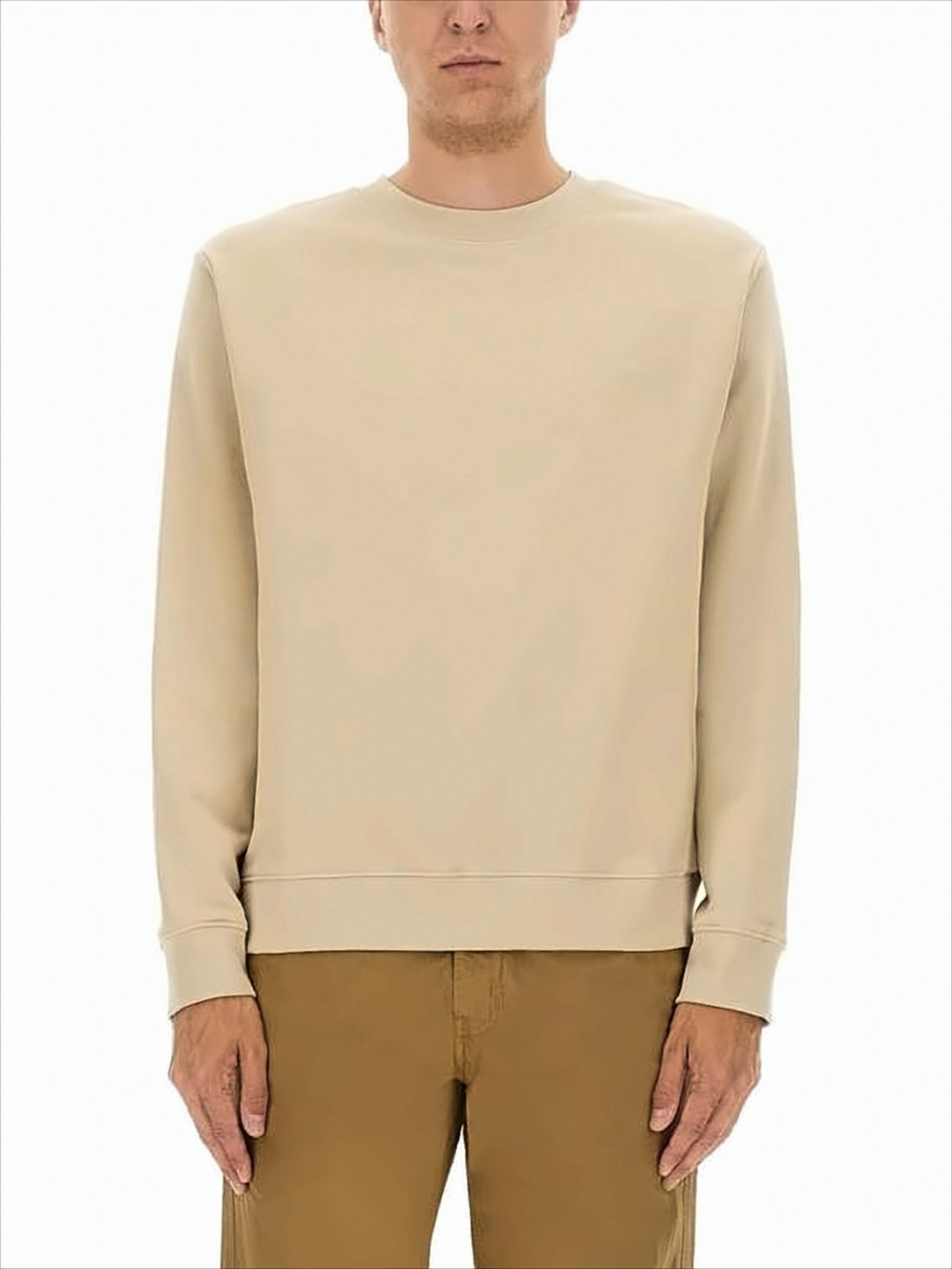 Relaxed-Fit Long-Sleeve Crewneck Sweatshirt with Tonal Embroidery
