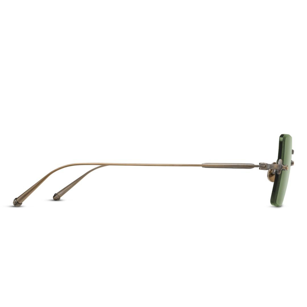 M5001.Sg Rimless Square Green Sunglasses with Gold-tone Accents
