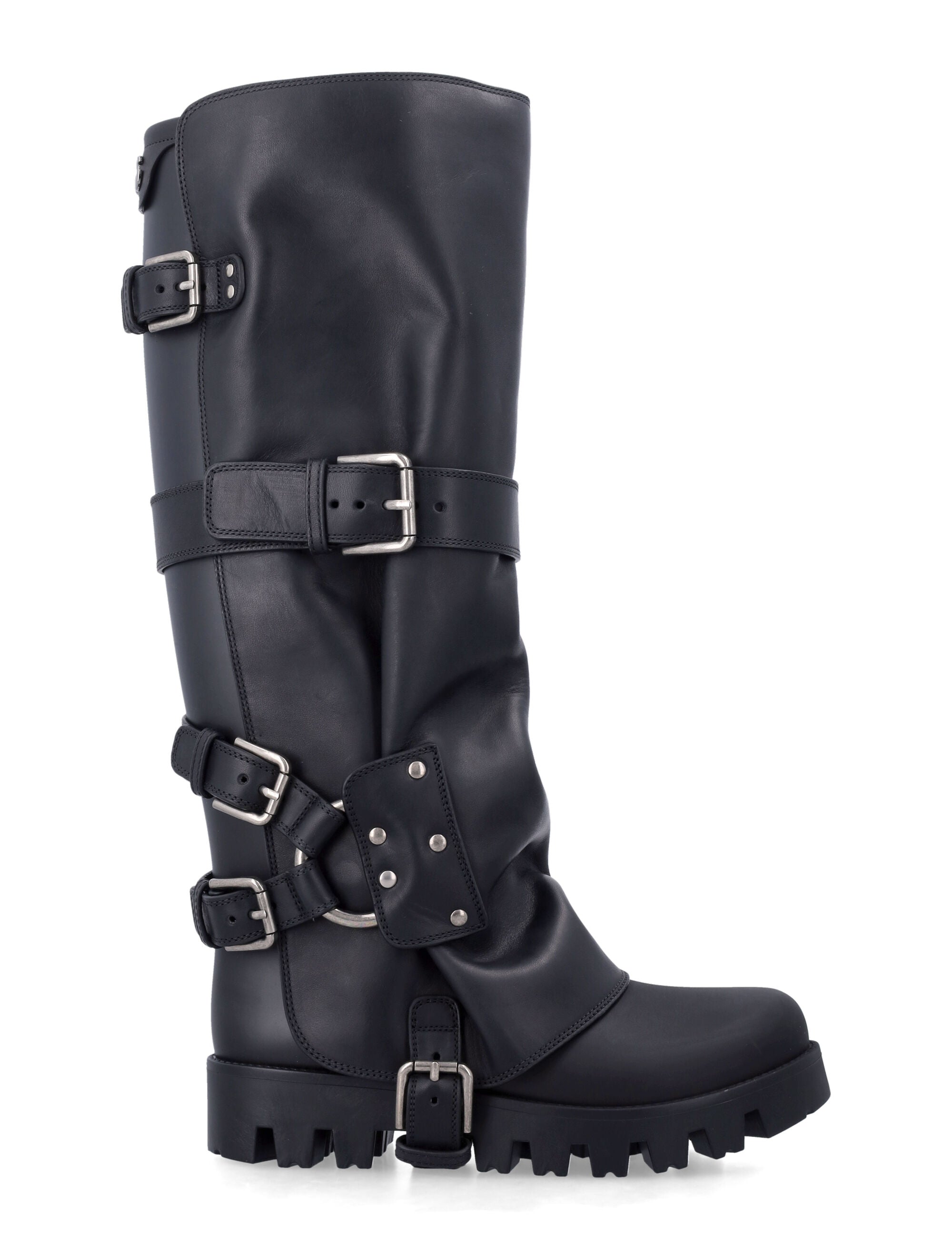 Rubber And Leather Tall Boots