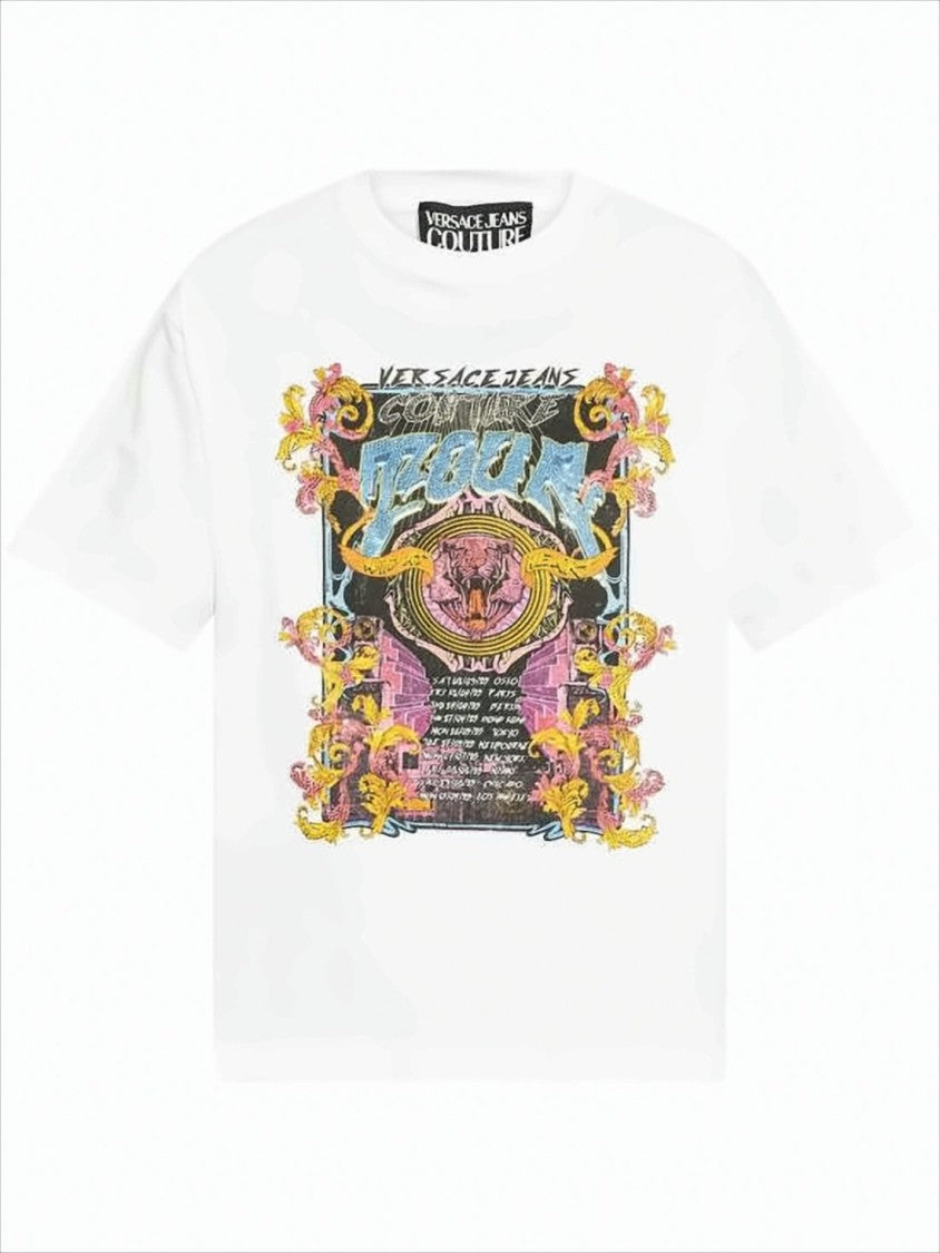Odważny T-shirt Versace z grafiką w tygrysie cętki