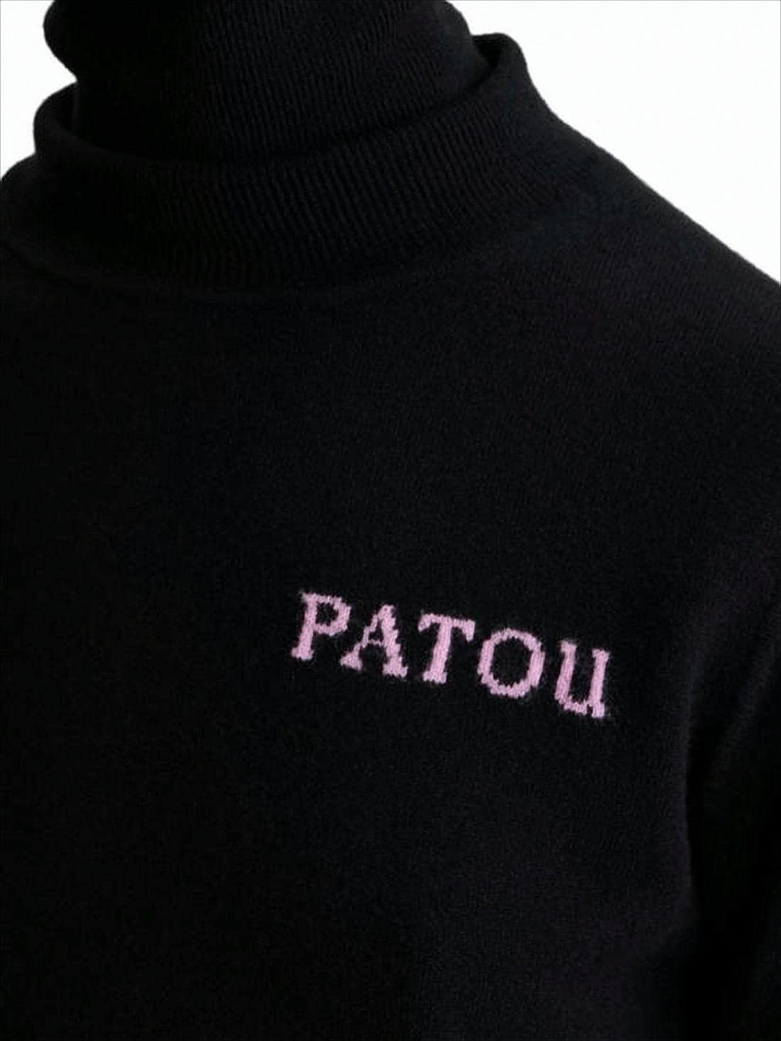 Cropped Fitted Turtleneck Sweater in Black Merino Wool