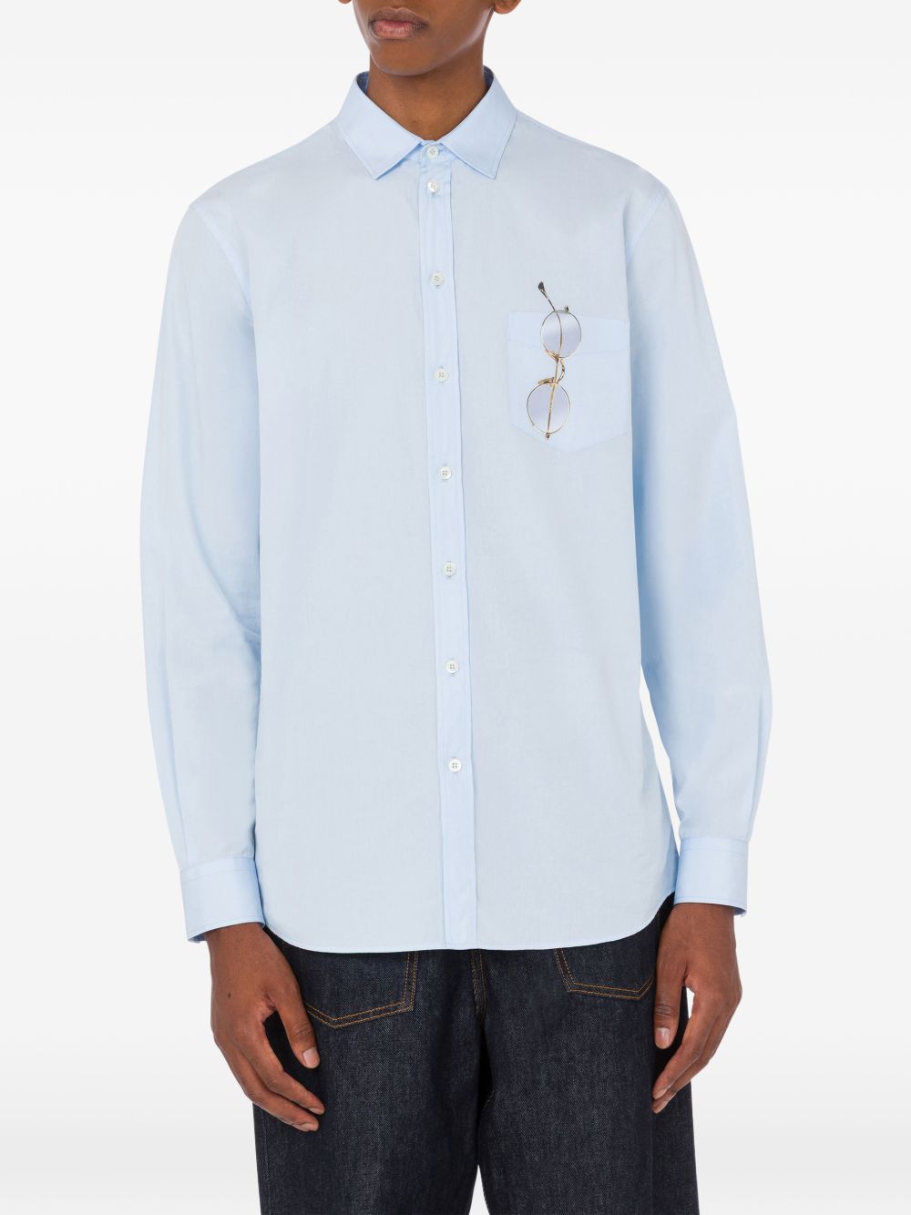 Light Blue Silk-Nylon Casual Shirt