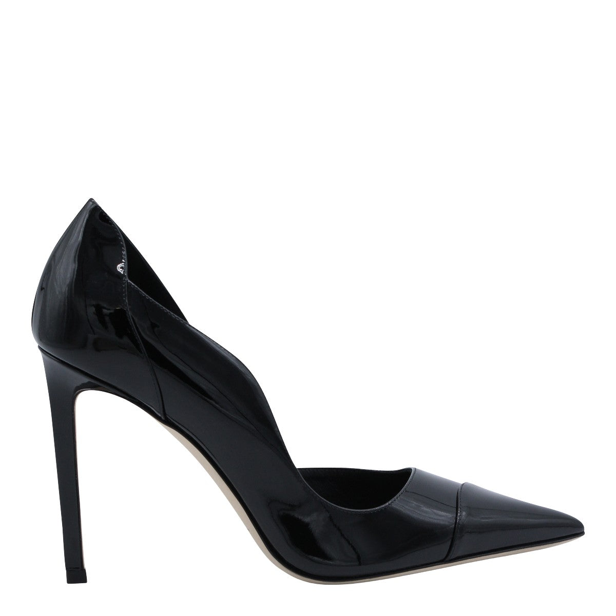 Pointed-Toe High-Heeled Pumps with Glossy Patent Finish