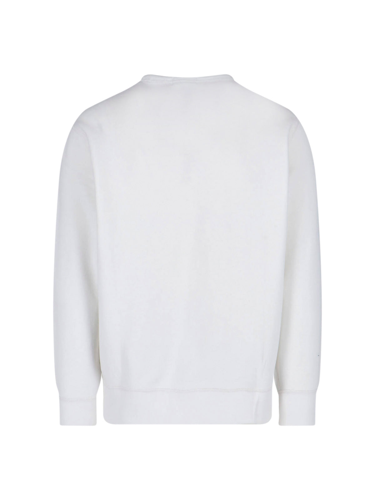 Classic White Sweater With Round Neckline And Long Sleeves