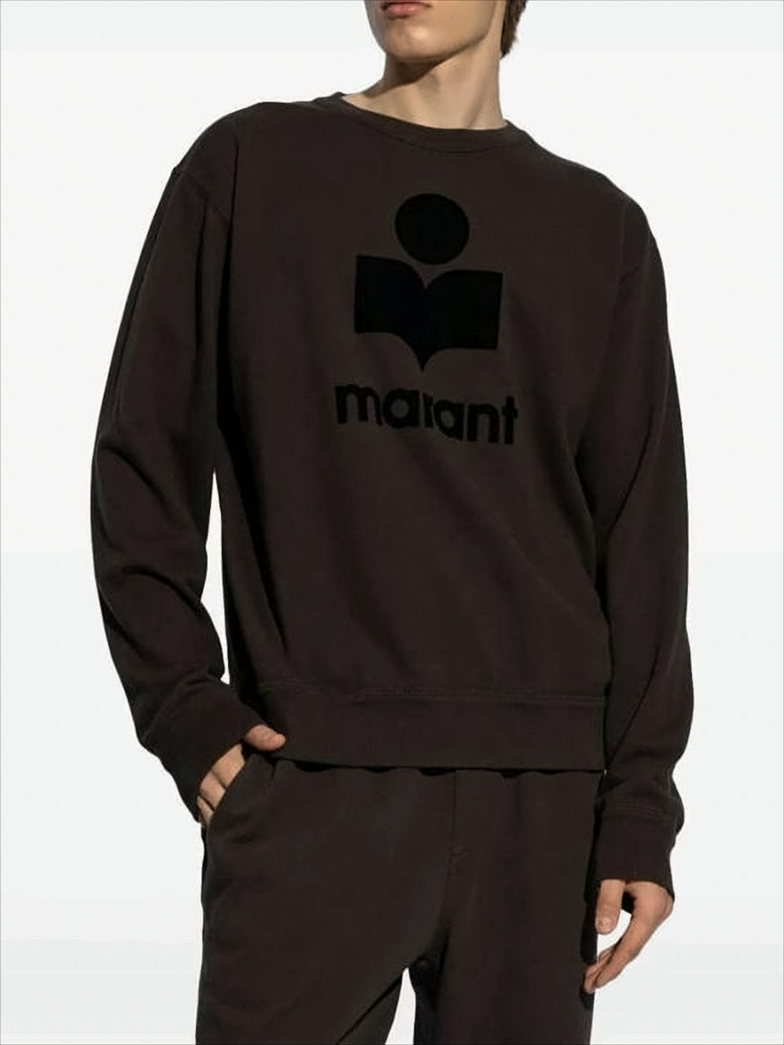Relaxed Fit Black Long-Sleeve Sweatshirt with Textured Logo