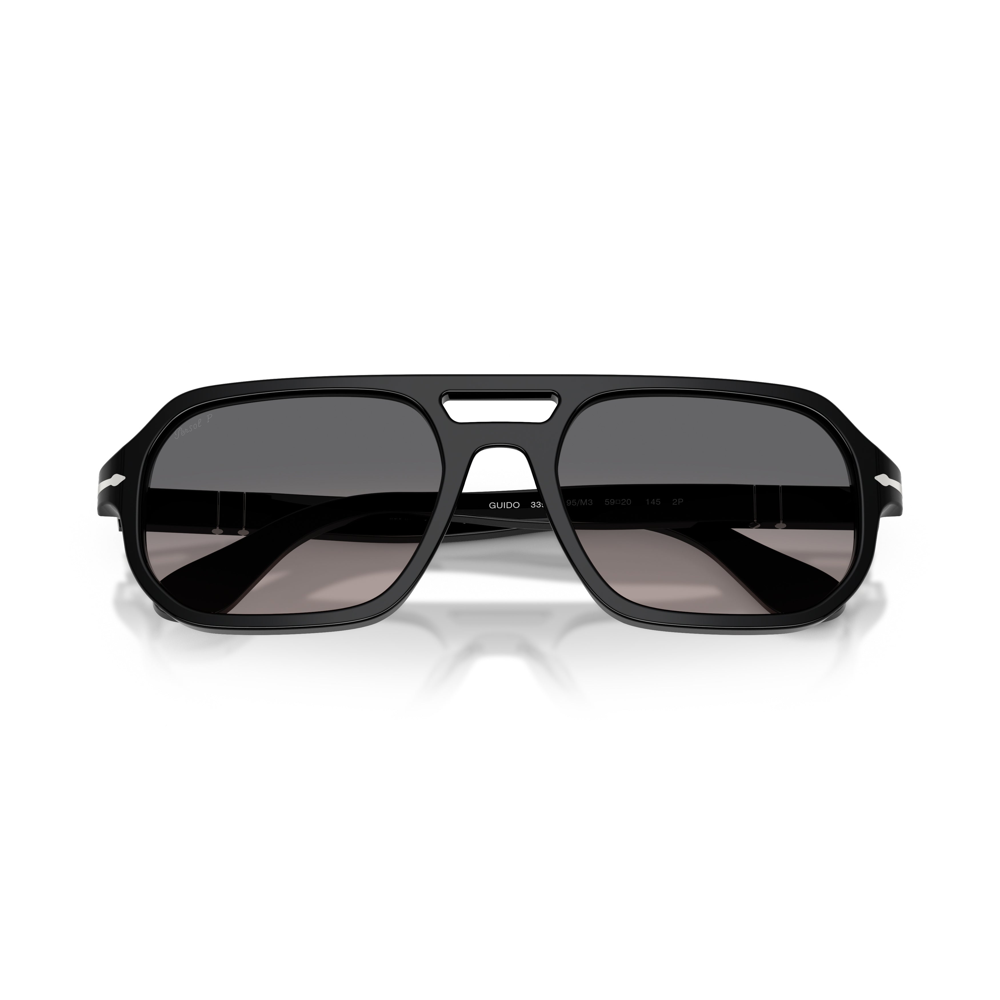 0po3393s Geometric Frame Sunglasses with Double Bridge Design
