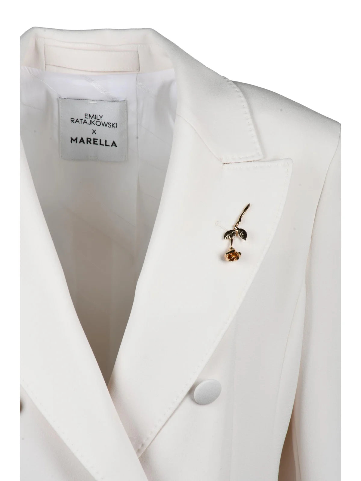White Triacetate Polyester Double-Breasted Jacket