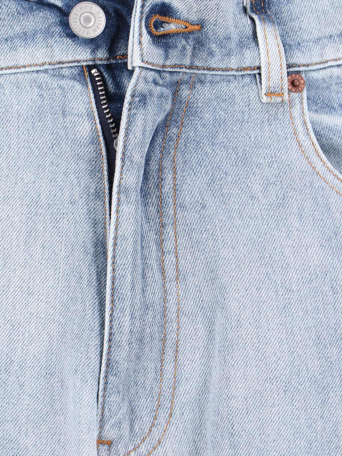 Light Blue Distressed Straight-Leg Jeans