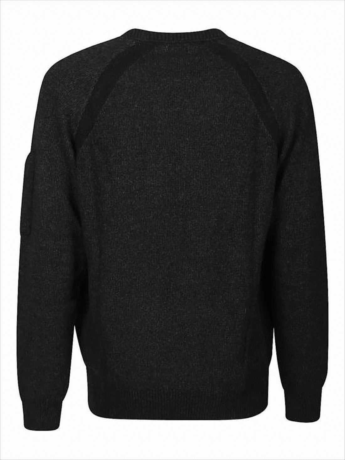 Relaxed Fit Black Sweater with Crew Neckline