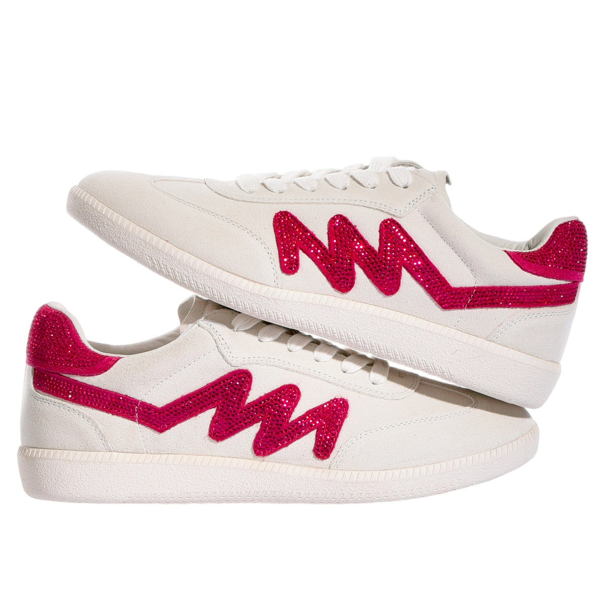 Low-Top Sneakers with Vibrant Royal Pink Zigzag Accents