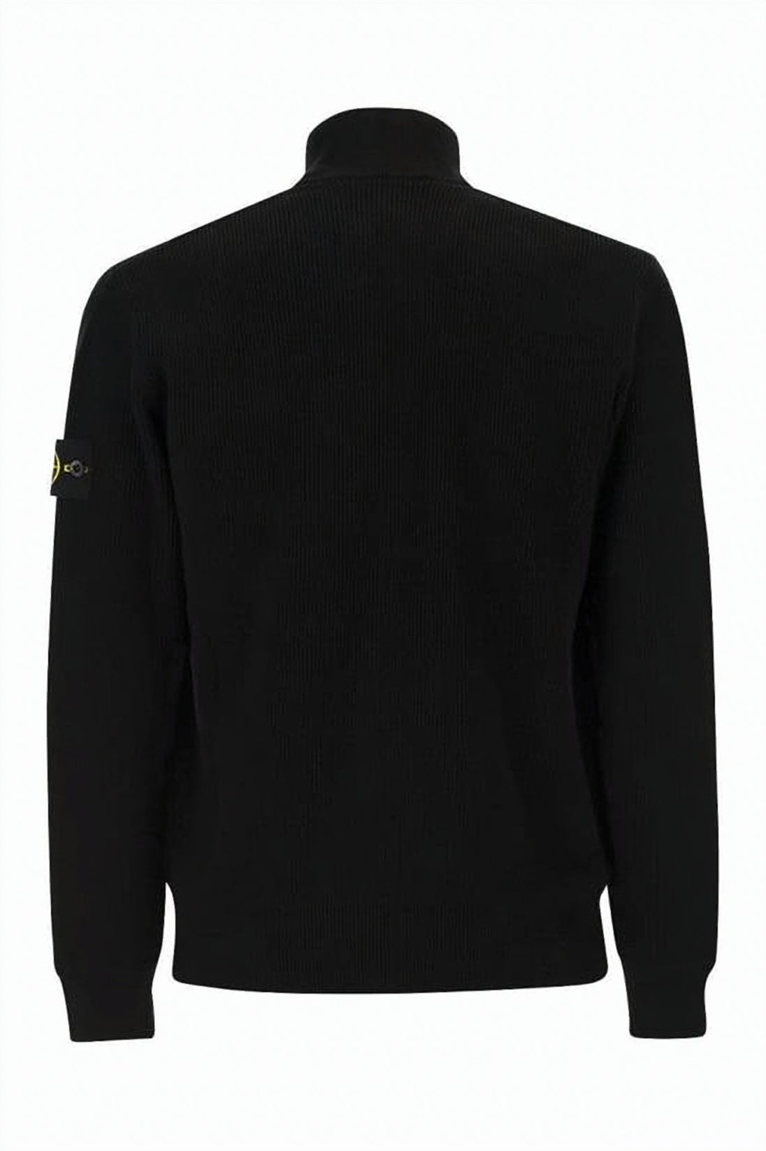High-Collar Black Zip-Up Sweater