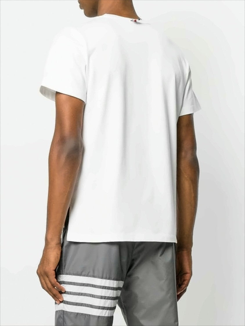 Short-Sleeved Cotton T-Shirt with Signature Stripe Detail