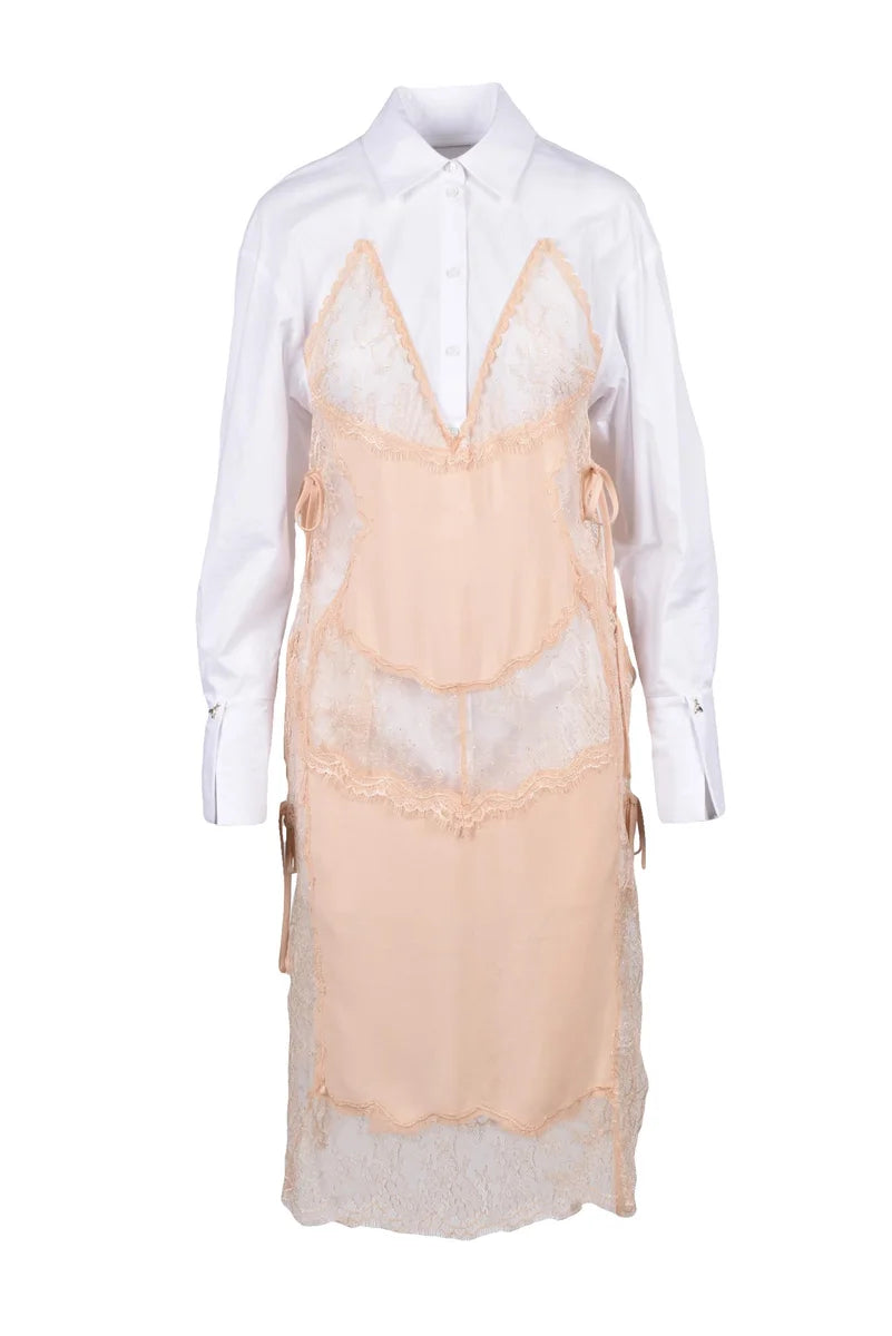 Longuette Dress Lace - White/Beige