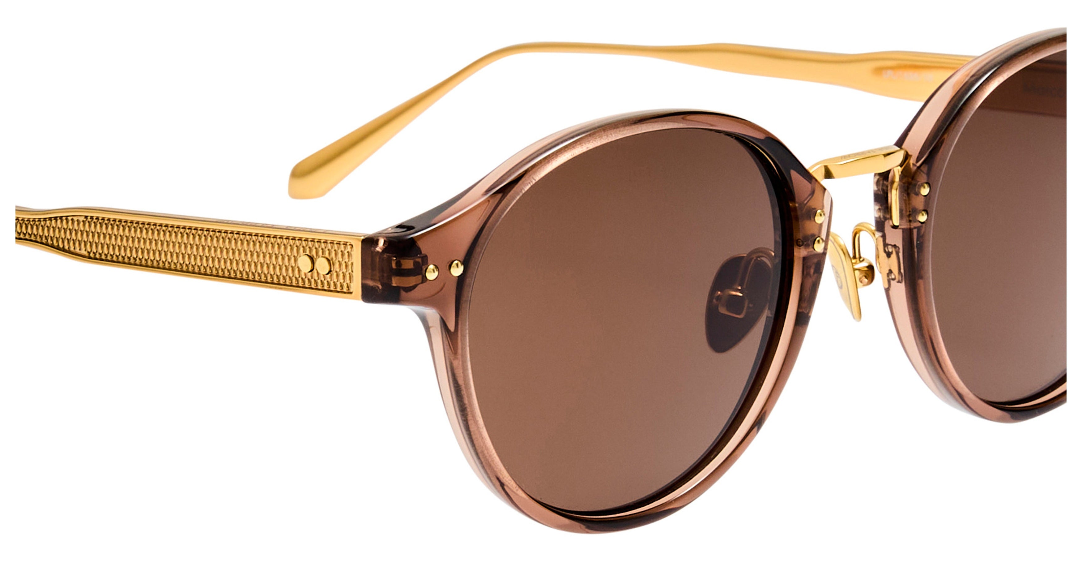 Lfl Translucent Brown Frame Sunglasses with Textured Gold-Toned Temples