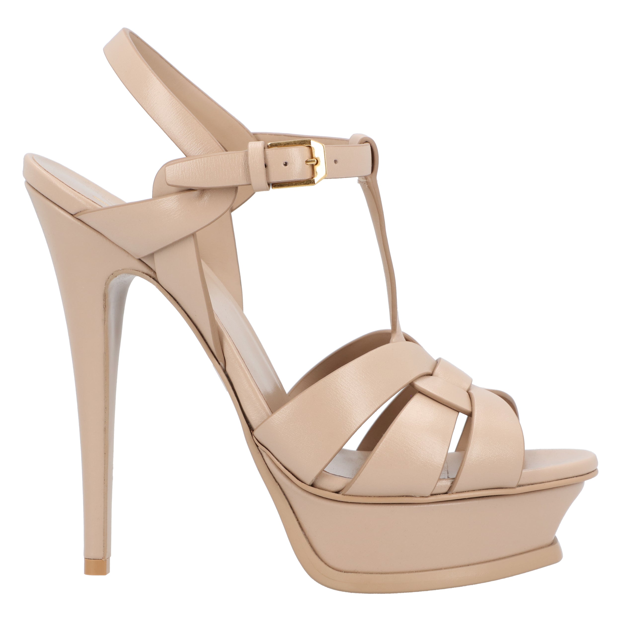 Tribute Platform Sandals In Smooth Leather Beige