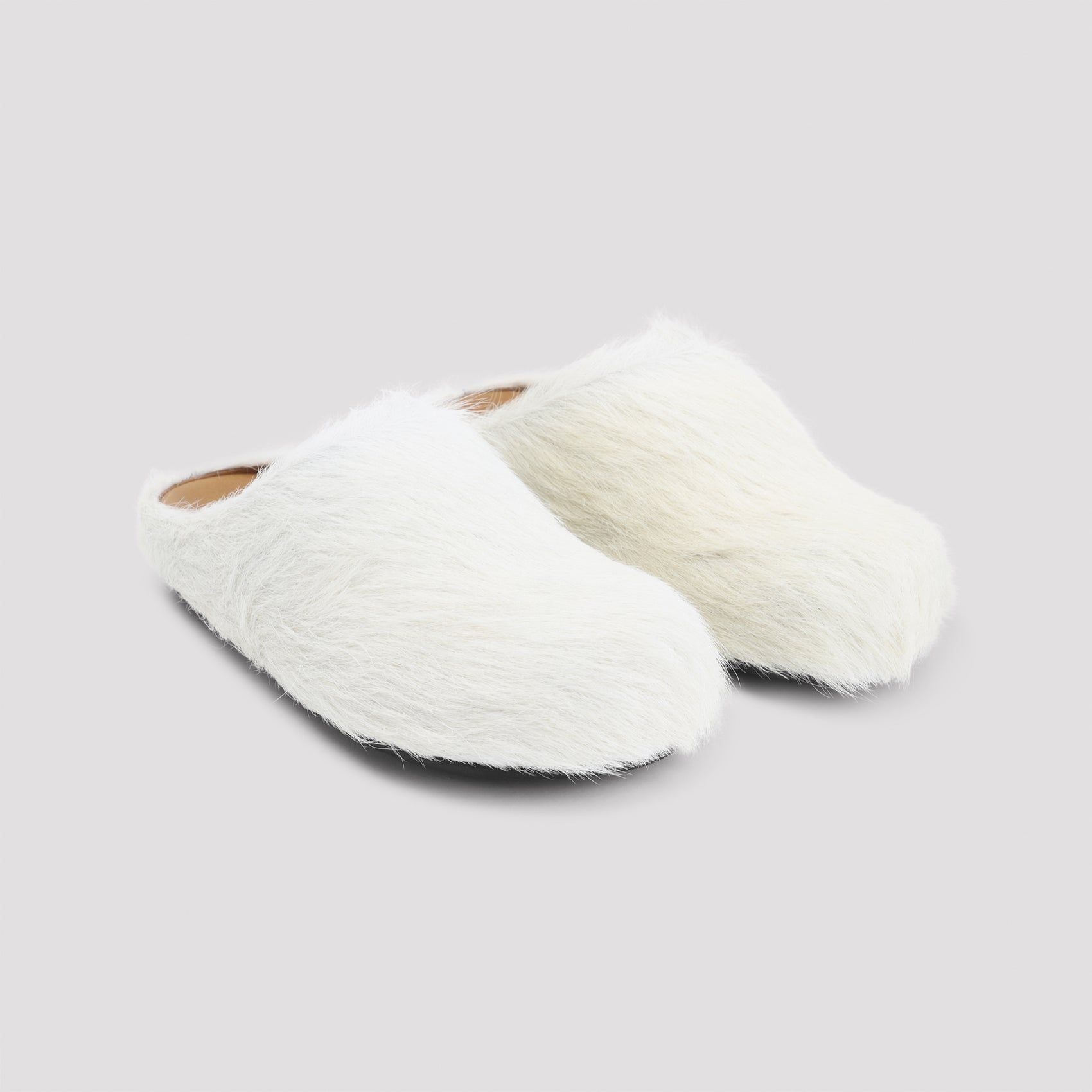 Natural White Calf Hair Fussbett Mules