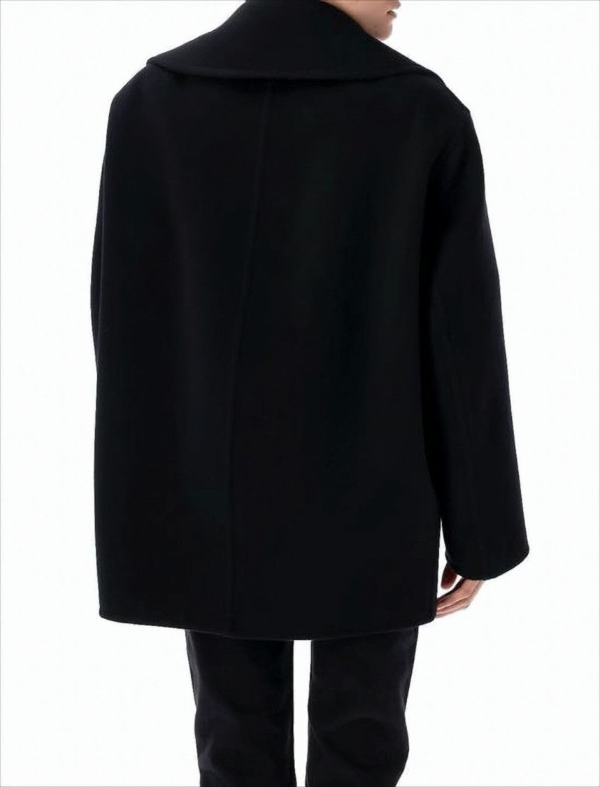 Double-Breasted Wool Coat with Wide Lapel