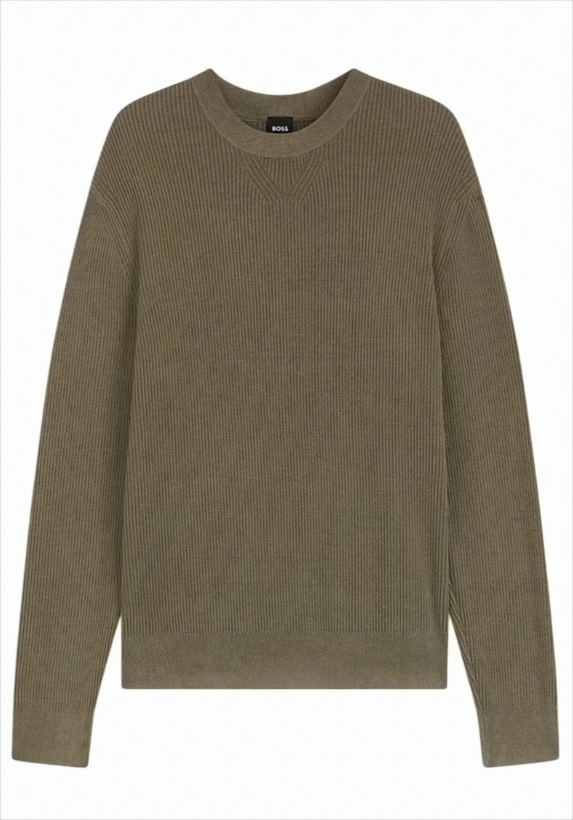 Crewneck Sweater With Textured Corduroy Effect