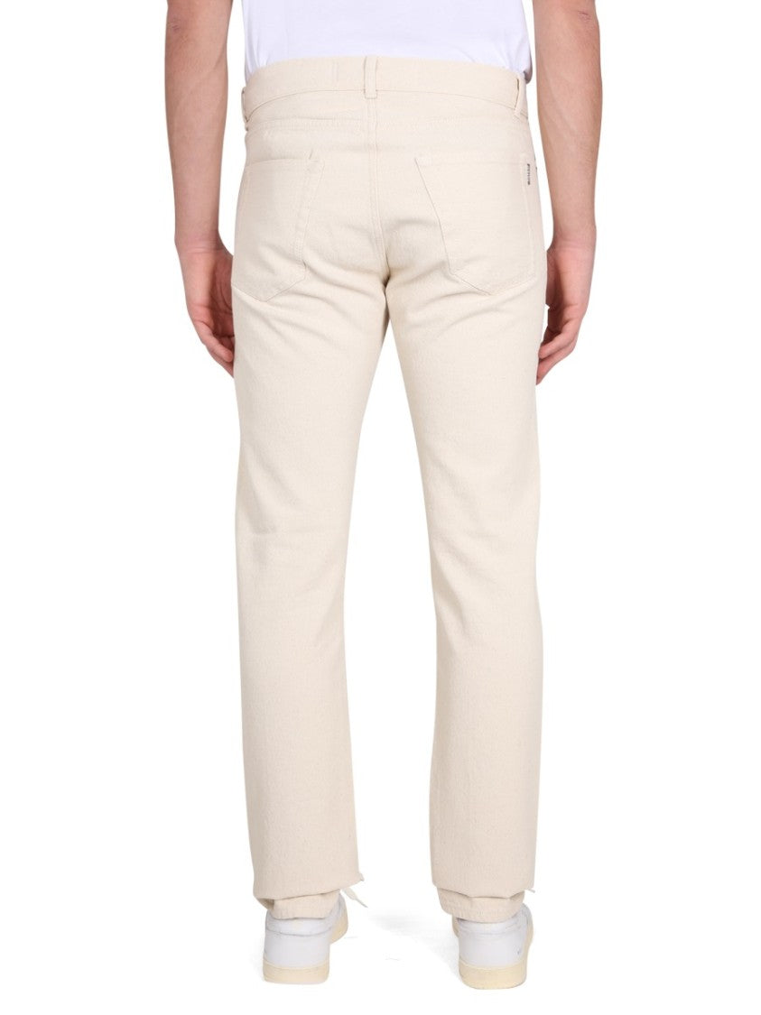 Straight-Leg Denim Jeans With Button