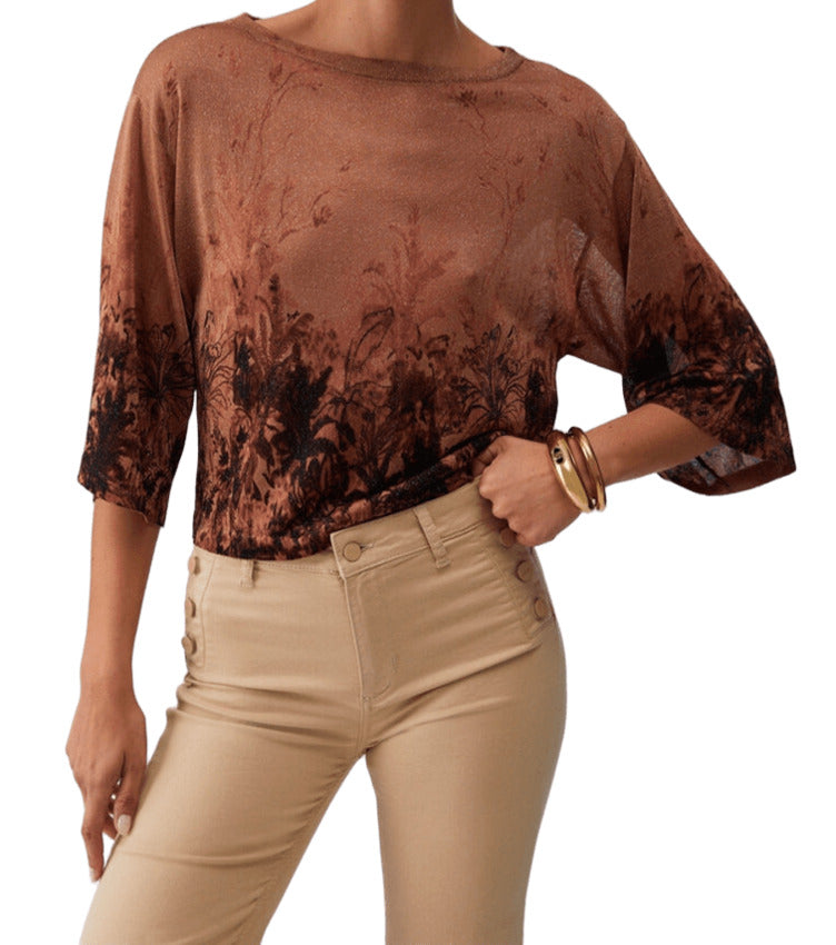 Jungle Hide Print Relaxed Top in Metallic Viscose Blend