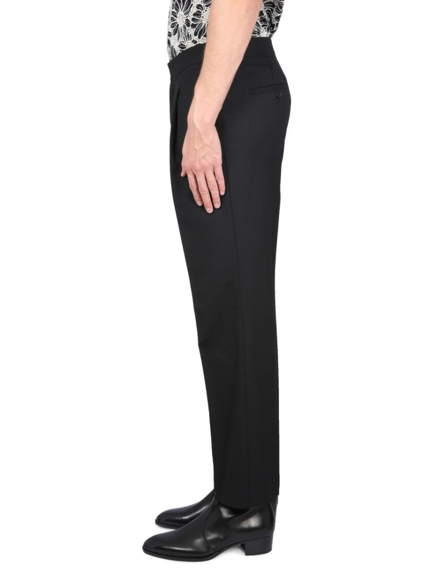 Tailored Black Pants With Pleated Design